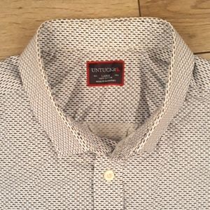 UNTUCKIT White Blue Cotton Fish Pattern Large Short Sleeve Mens‎ Shirt